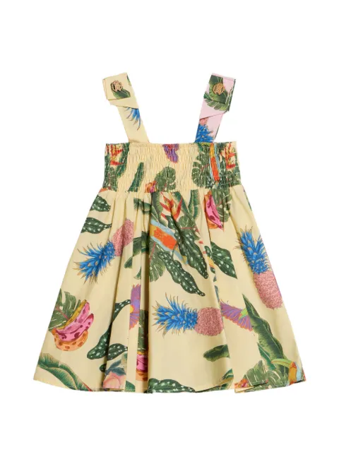 Roberto Cavalli Junior Tropicana-print smocked dress