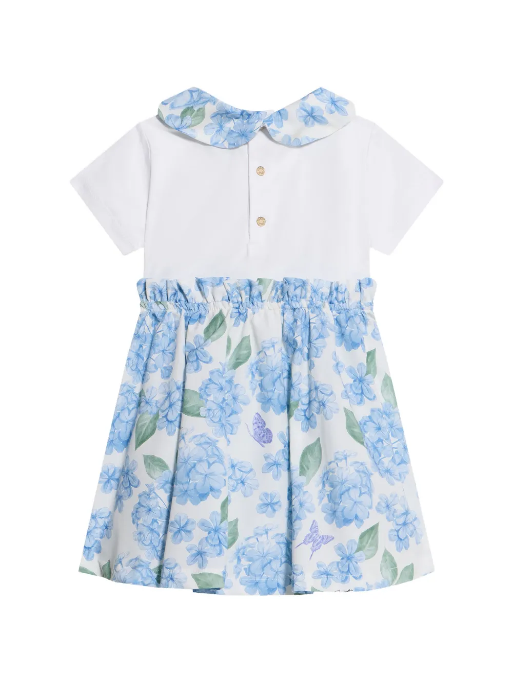 Roberto Cavalli Junior Jurk met Peter Pan kraag en bloemenprint Wit