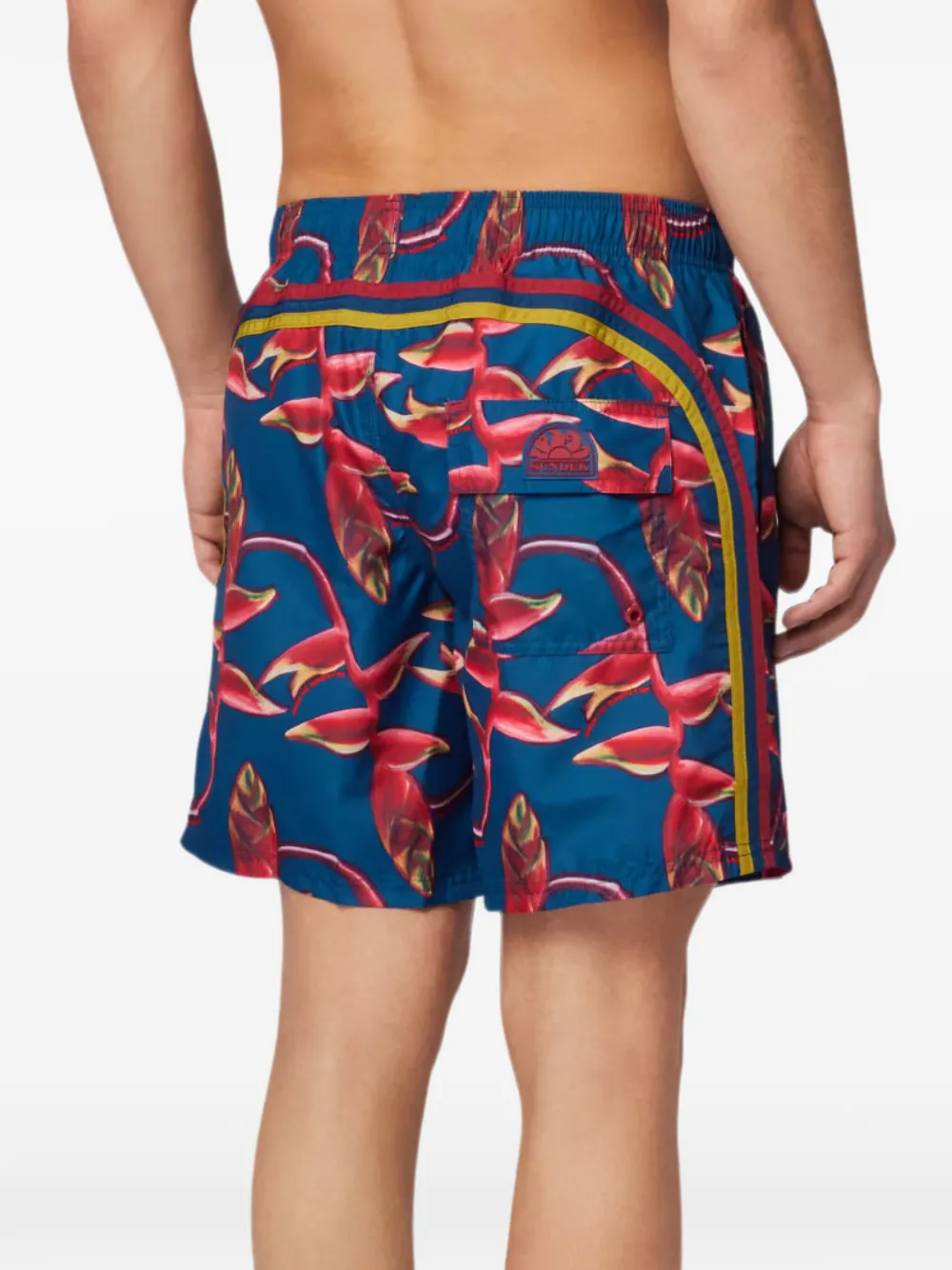 Sundek Zwembroek met bloemenprint Blauw