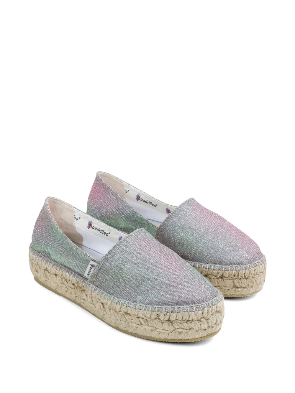 Espadrilles Dommy met plateauzool en glitter Roze
