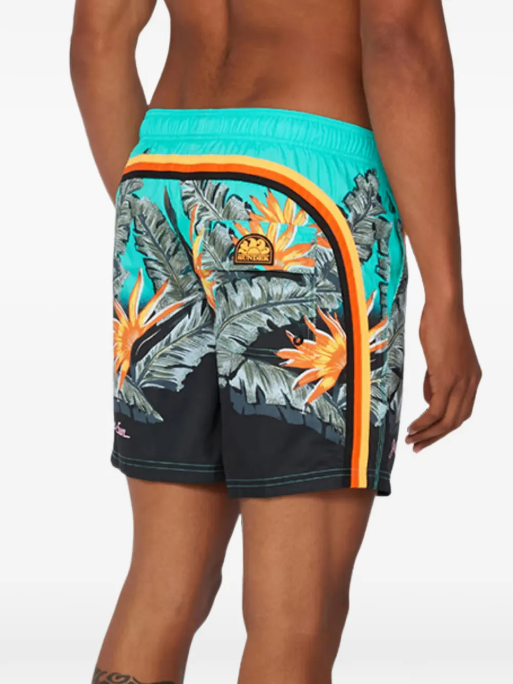Sundek Zwembroek met bloemenprint Blauw