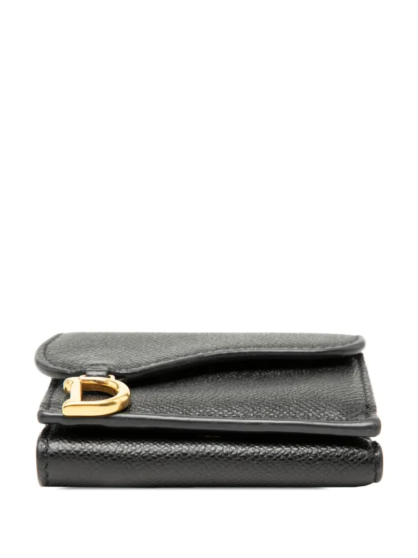 Christian Dior Pre-Owned 2020-2026 Grained Calfskin Saddle Trifold