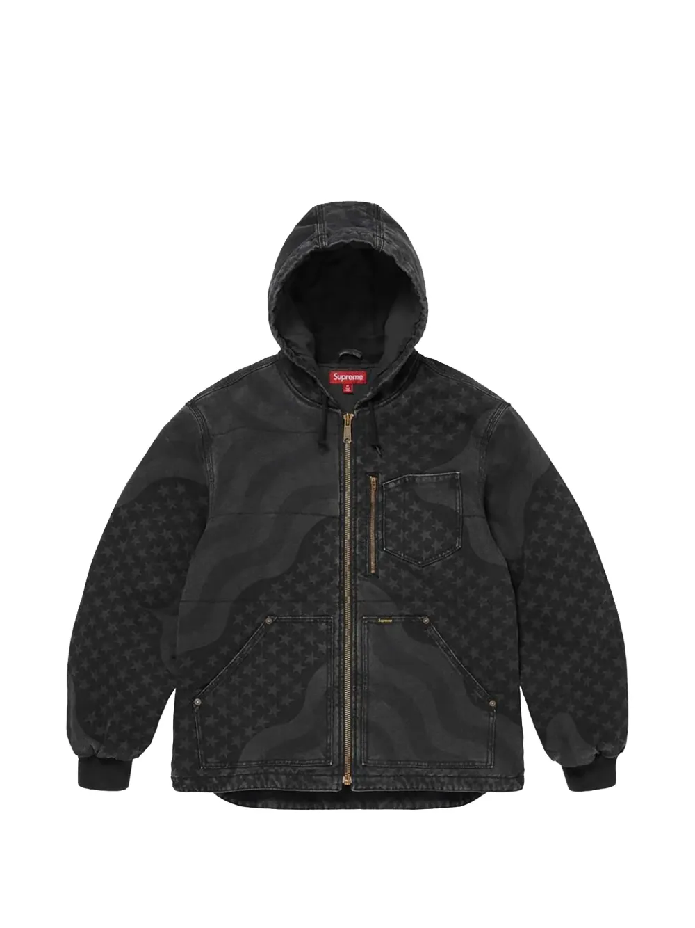 Supreme フーデッド キルティングジャケット | ブラック | Image 1