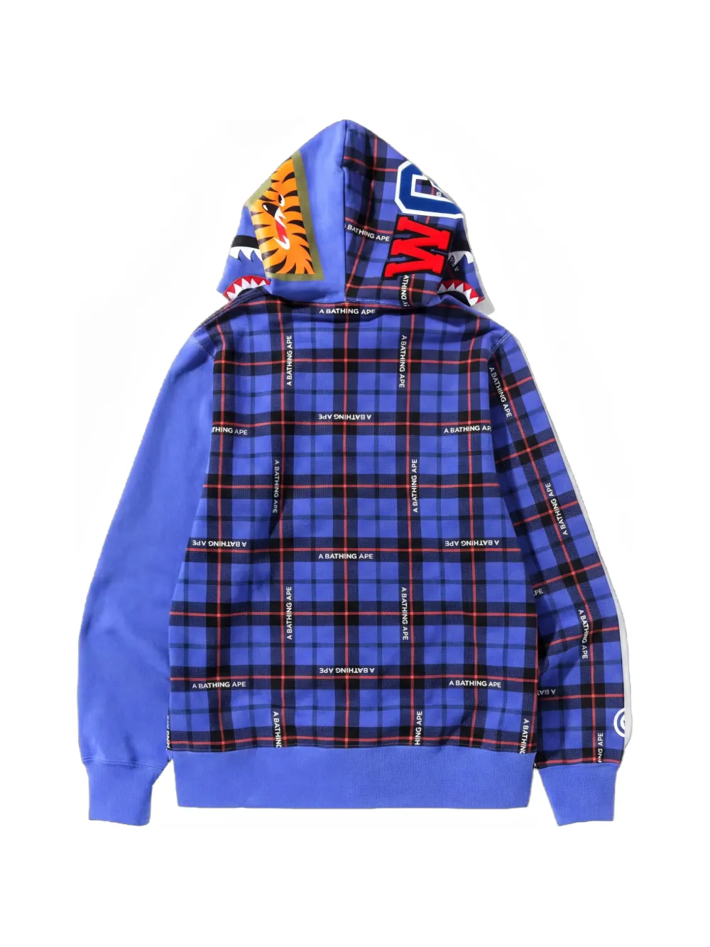 A BATHING APE Shark check hoodie Blauw