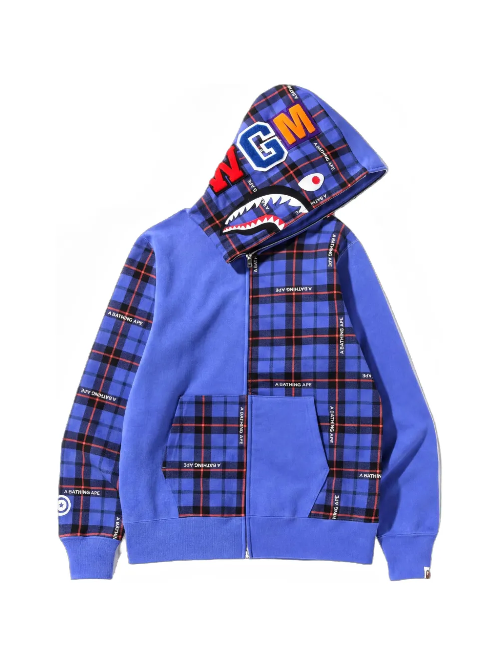 A BATHING APE® Shark check hoodie - Blu