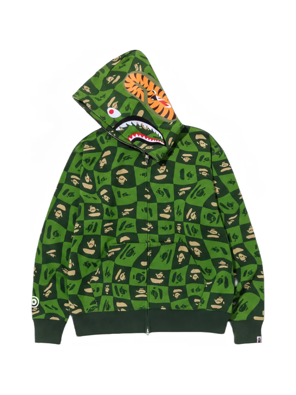 A BATHING APE Distortion Shark hoodie Groen