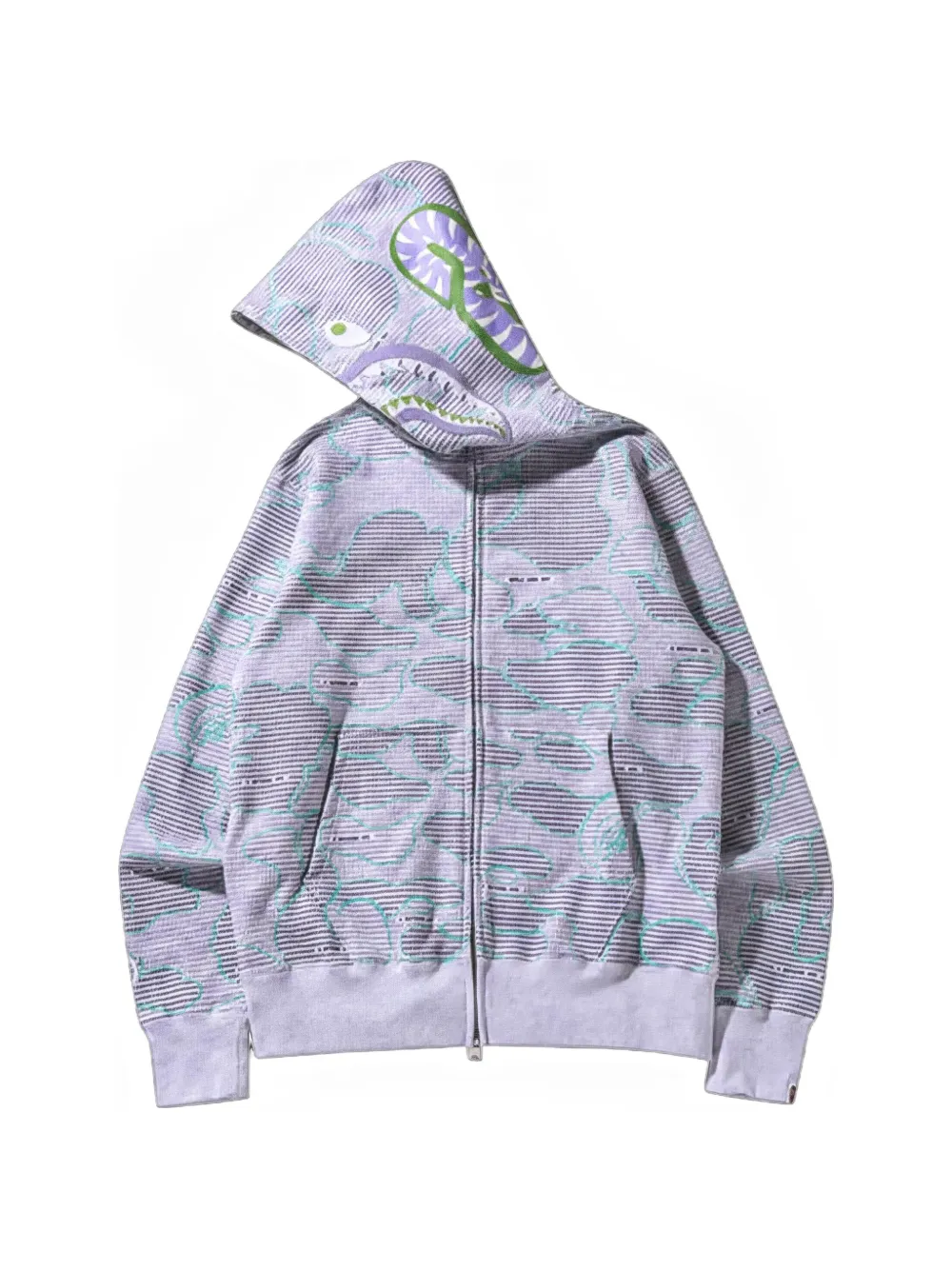 A BATHING APE Text Code Camo Shark hoodie Grijs