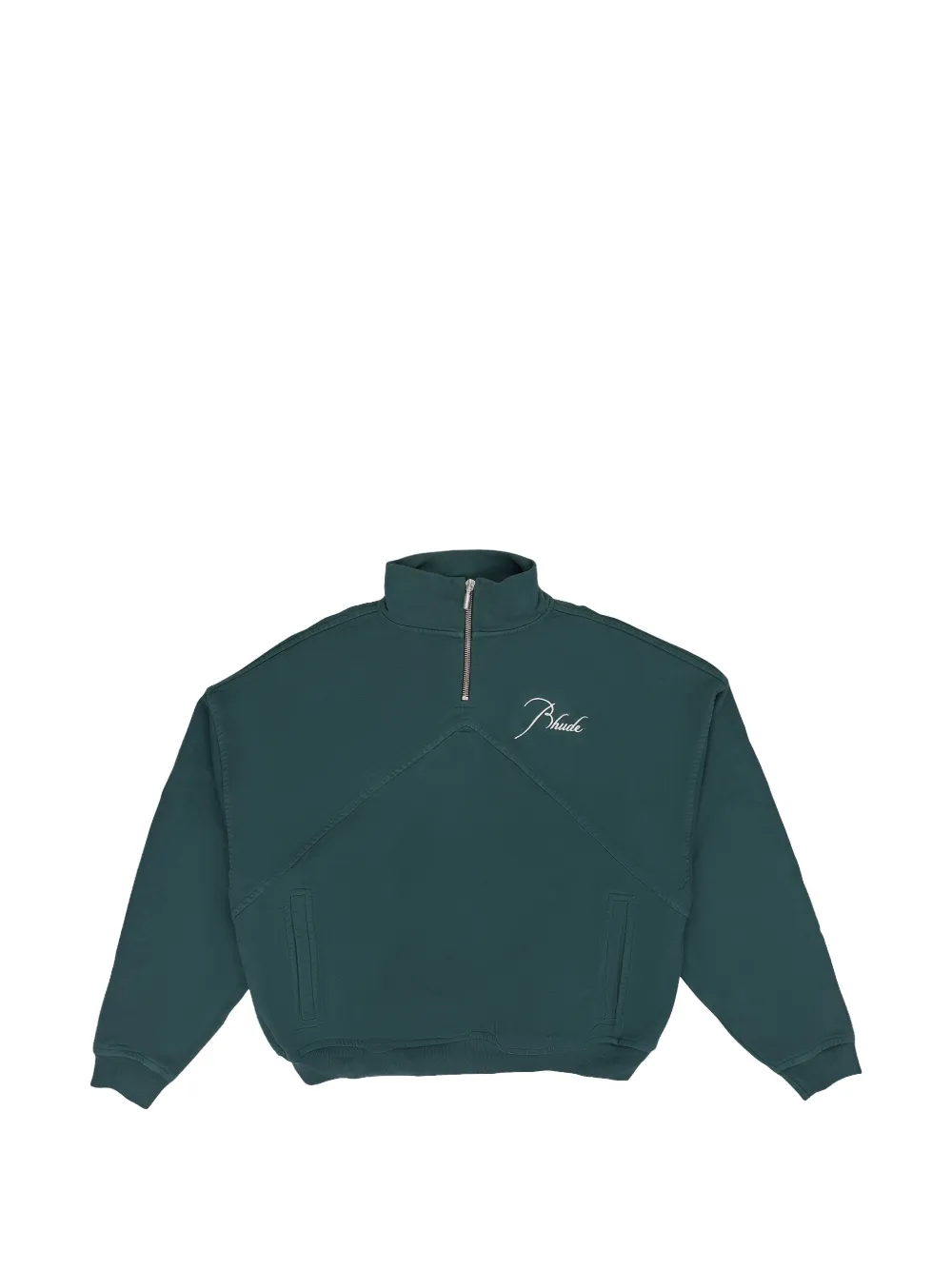 RHUDE script-logo quarter-zip sweatshirt - Verde