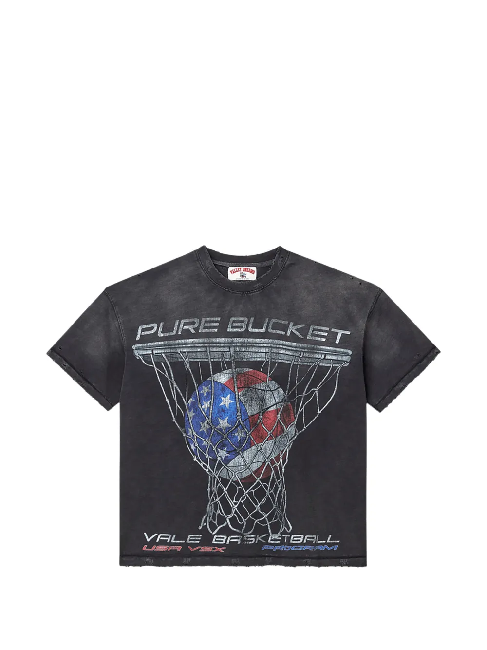 Vale Distressed Graphic-print T-shirt In Black