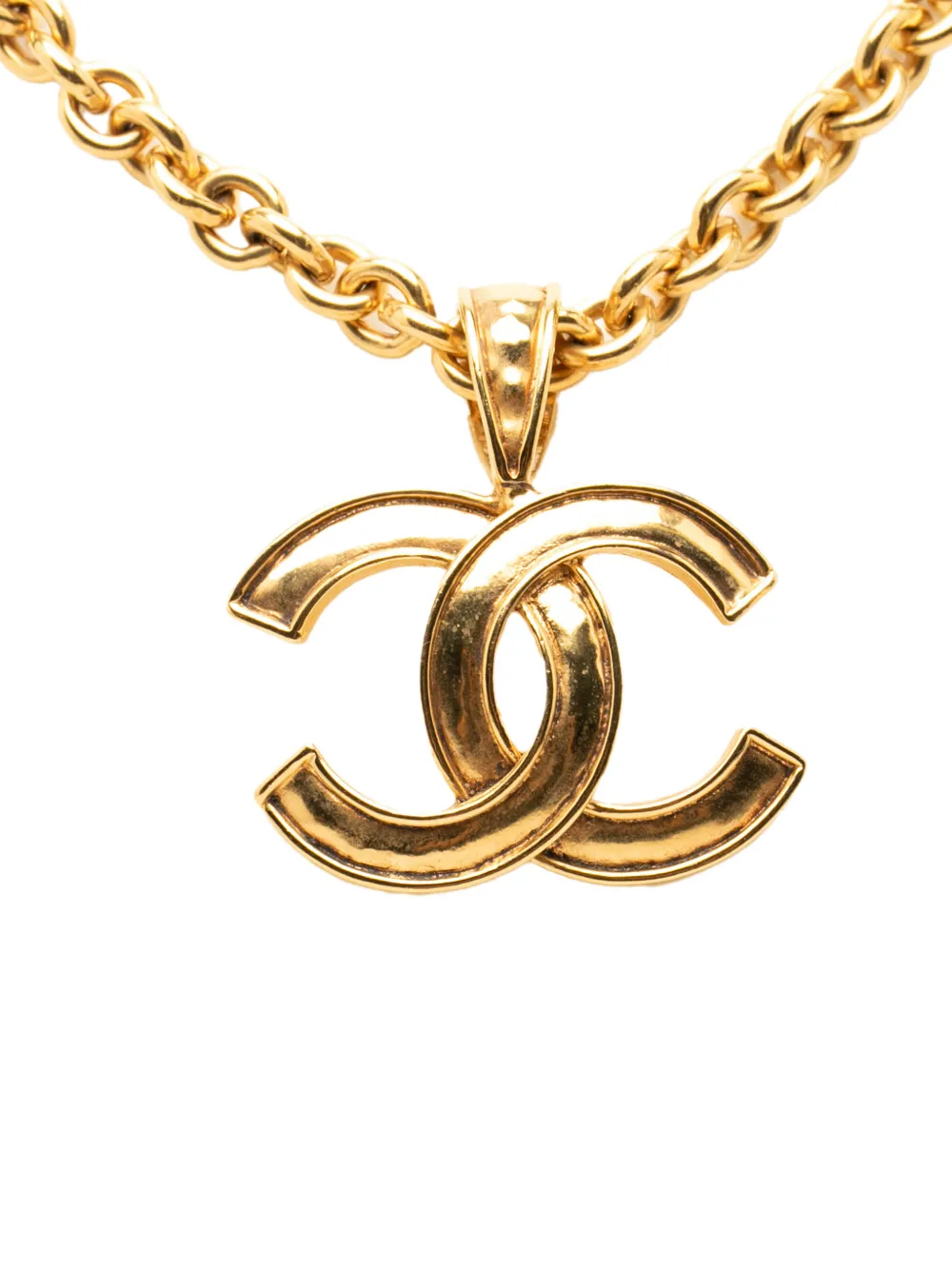 CHANEL Pre-Owned 1994 CC Gold Plated Pendant Necklace costume necklace