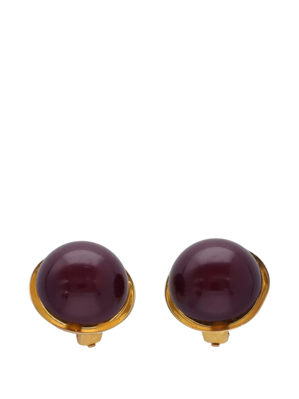 Gianfranco Ferre Studio Vintage cabochon clip-on earrings - Gold