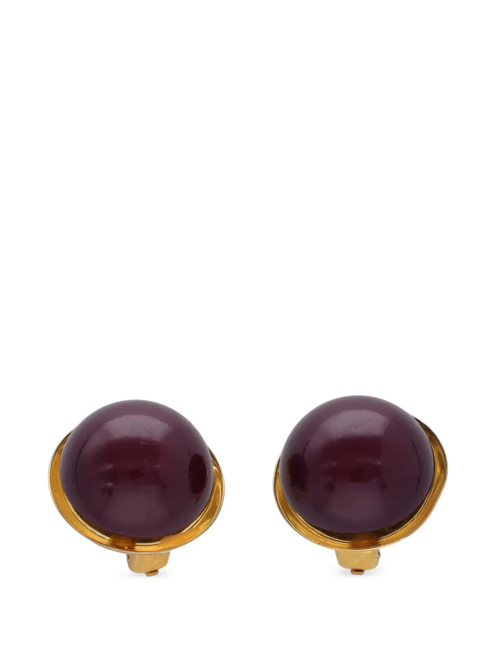 Gianfranco Ferre Studio Vintage cabochon clip-on earrings - Gold