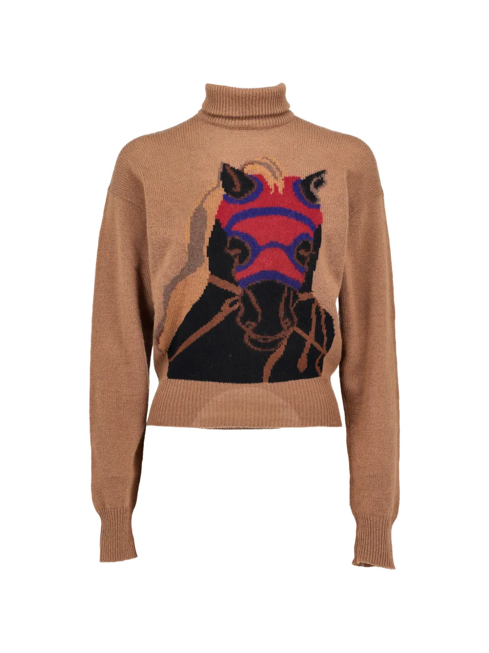 Krizia Pre-Owned horse-intarsia roll-neck sweater - Toni neutri