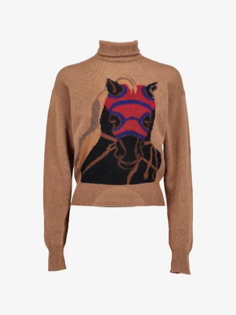 Krizia Pre-Owned horse-intarsia roll-neck sweater
