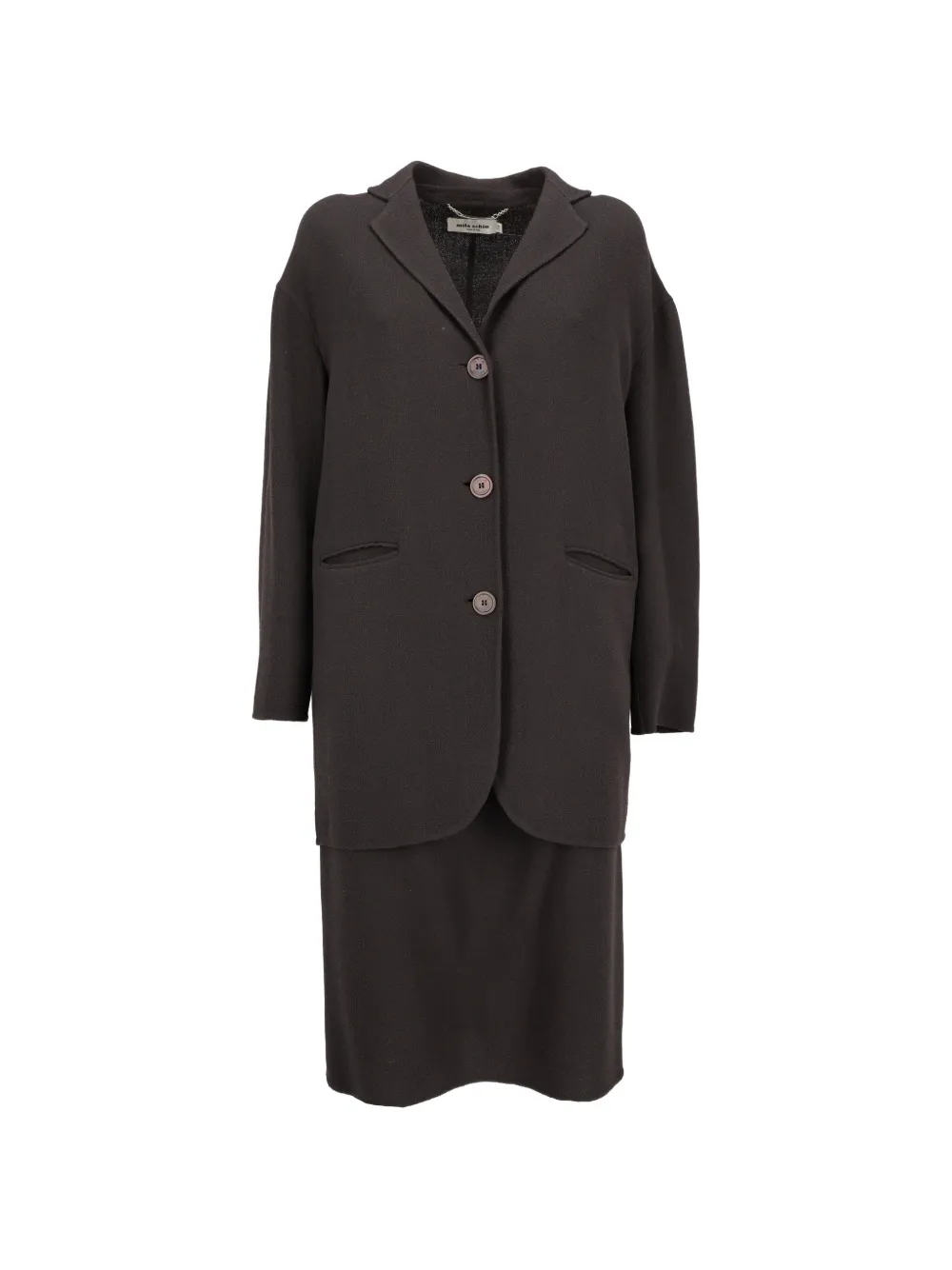 Pre-owned Mila Schon Vintage Button-up Skirt Suit In Brown