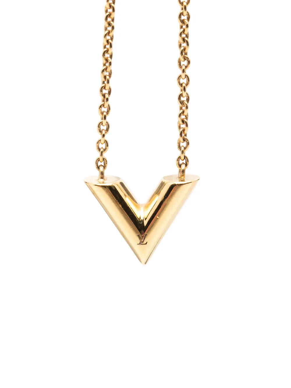 Louis Vuitton Pre-Owned 2024 Gold Plated Essential V Necklace costume necklace - Oro