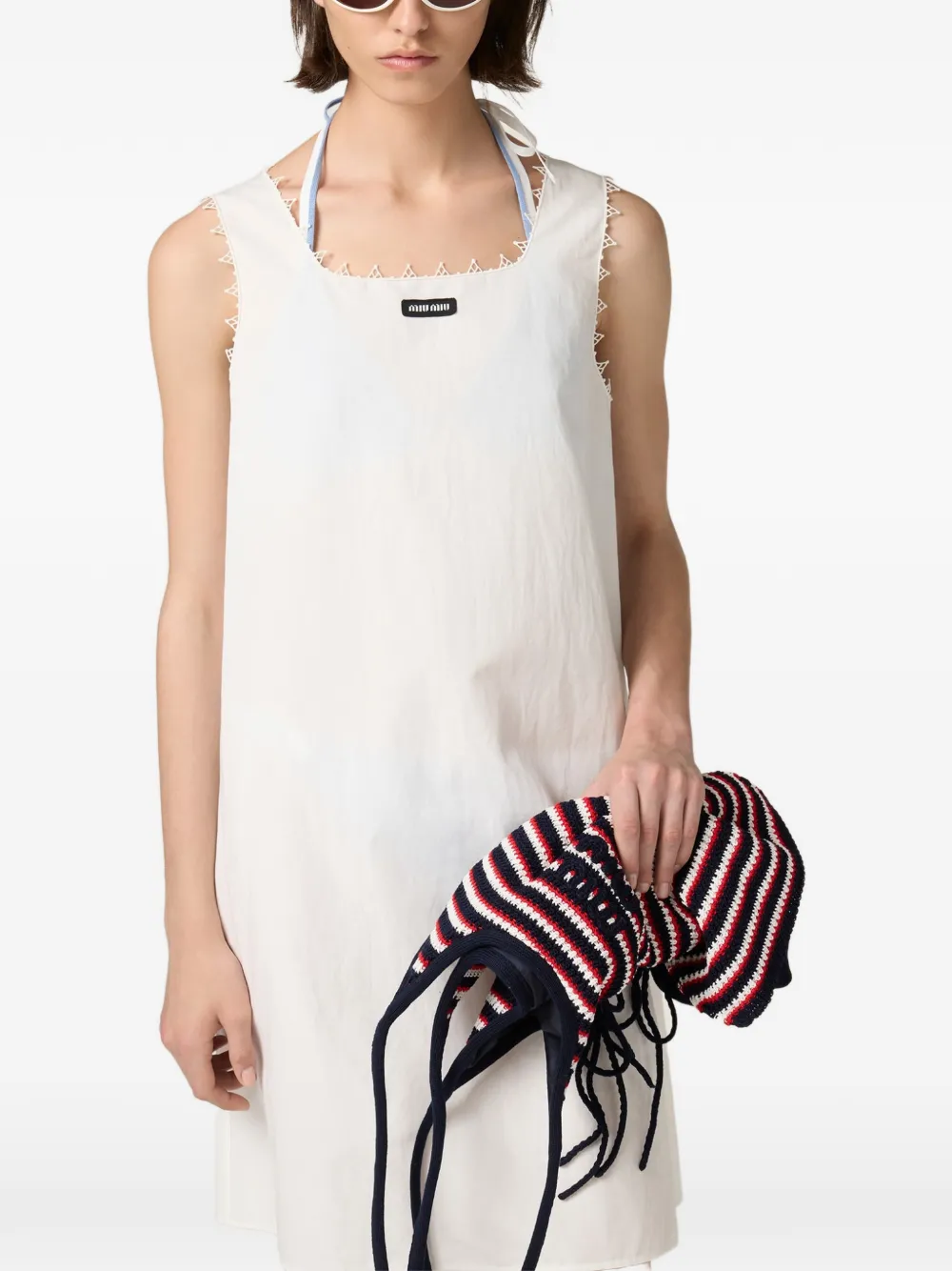 Miu Popeline jurk Wit