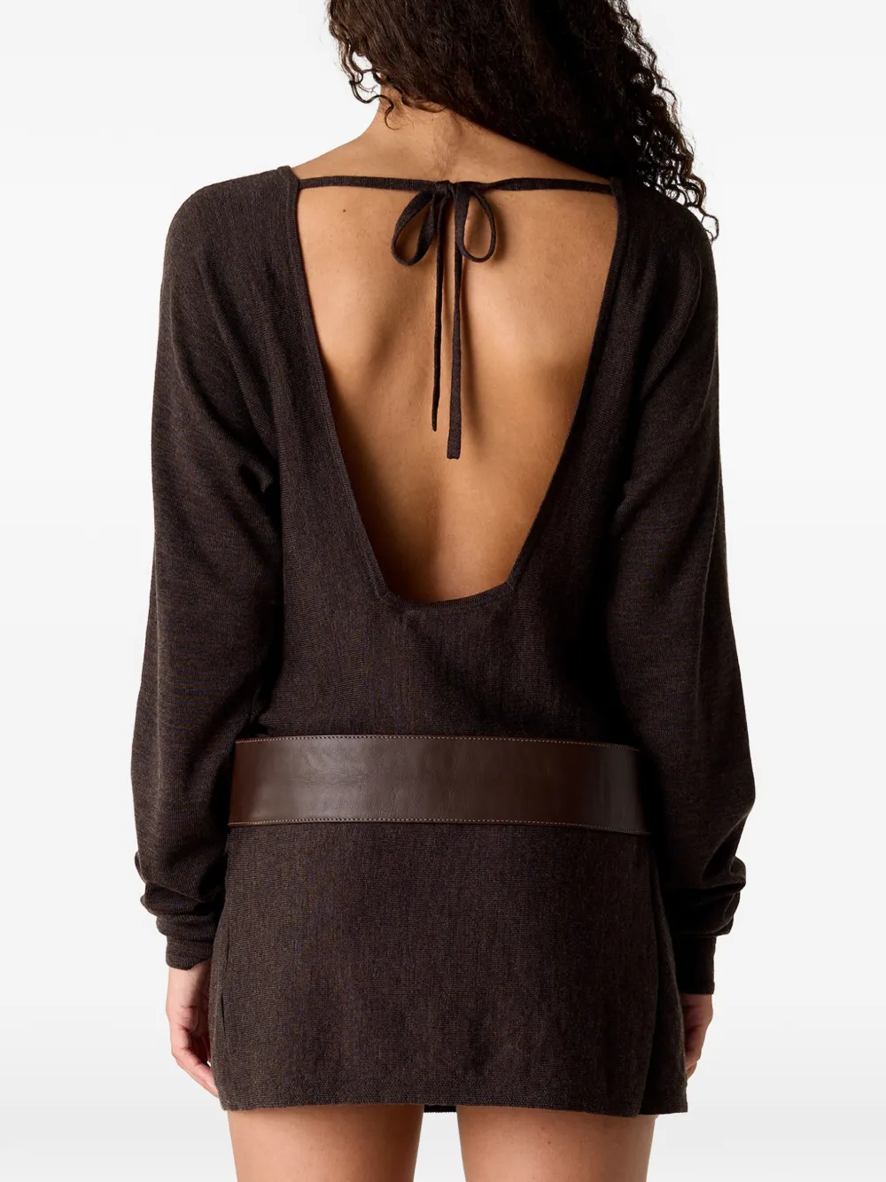Christopher Esber Magyar mini-jurk met open rug Bruin