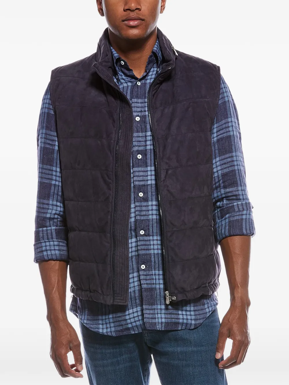 Brunello Cucinelli quilted suede gilet - Blue