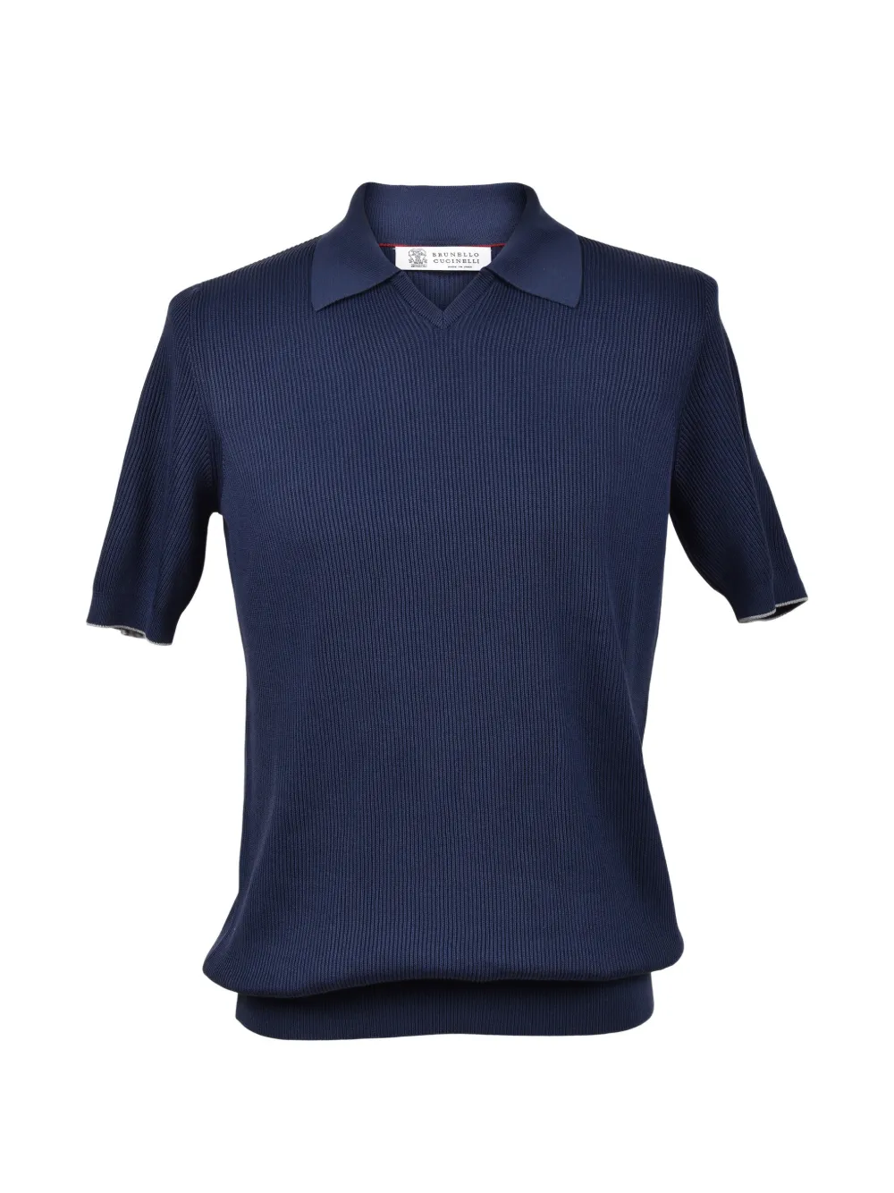 Brunello Cucinelli ribbed V-neck T-shirt - Blau