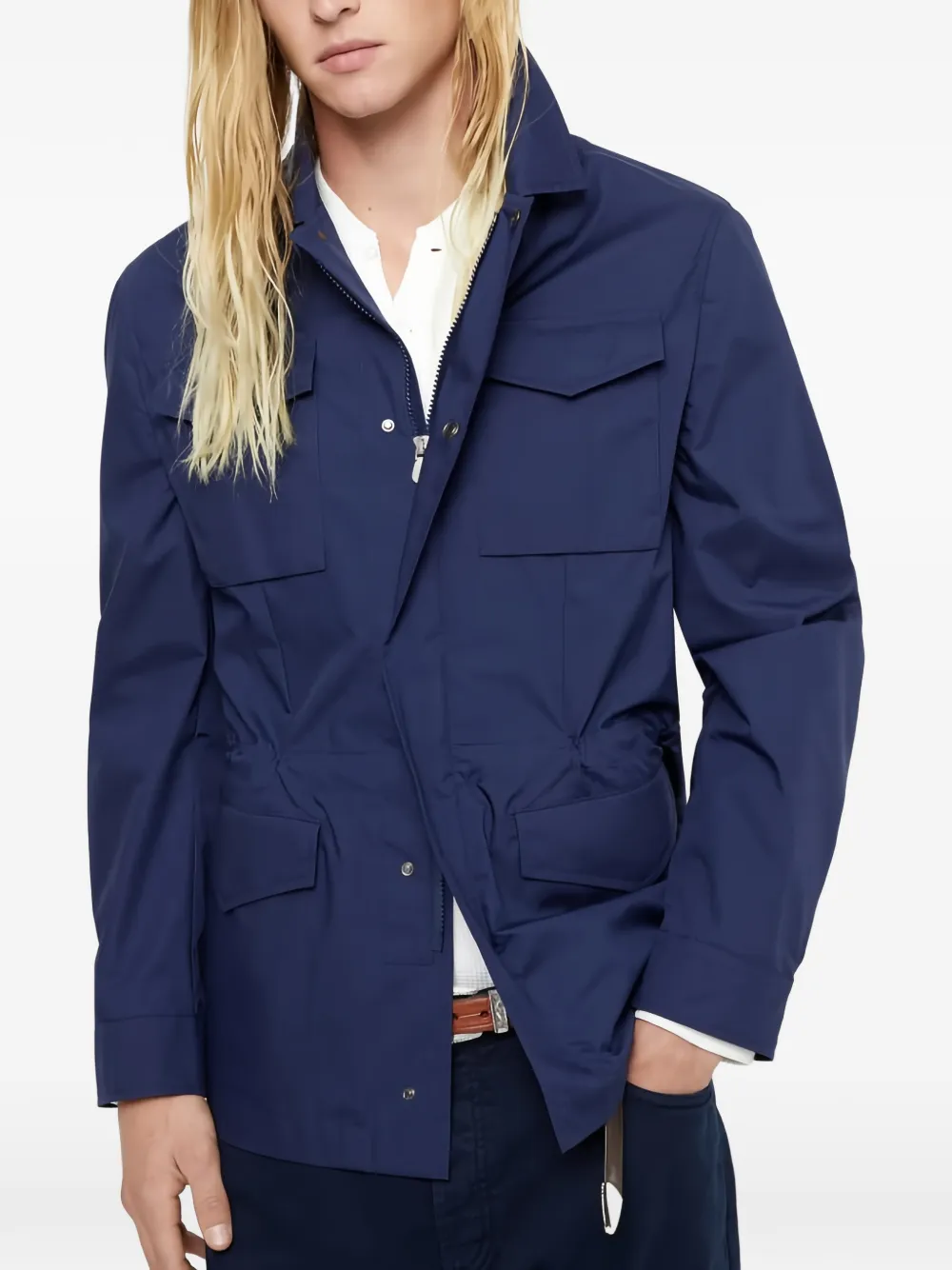 Brunello Cucinelli multi-pocket lightweight jacket - Blue