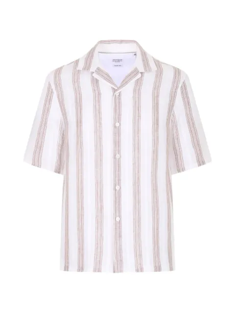 Brunello Cucinelli embroidered vertical-stripe shirt