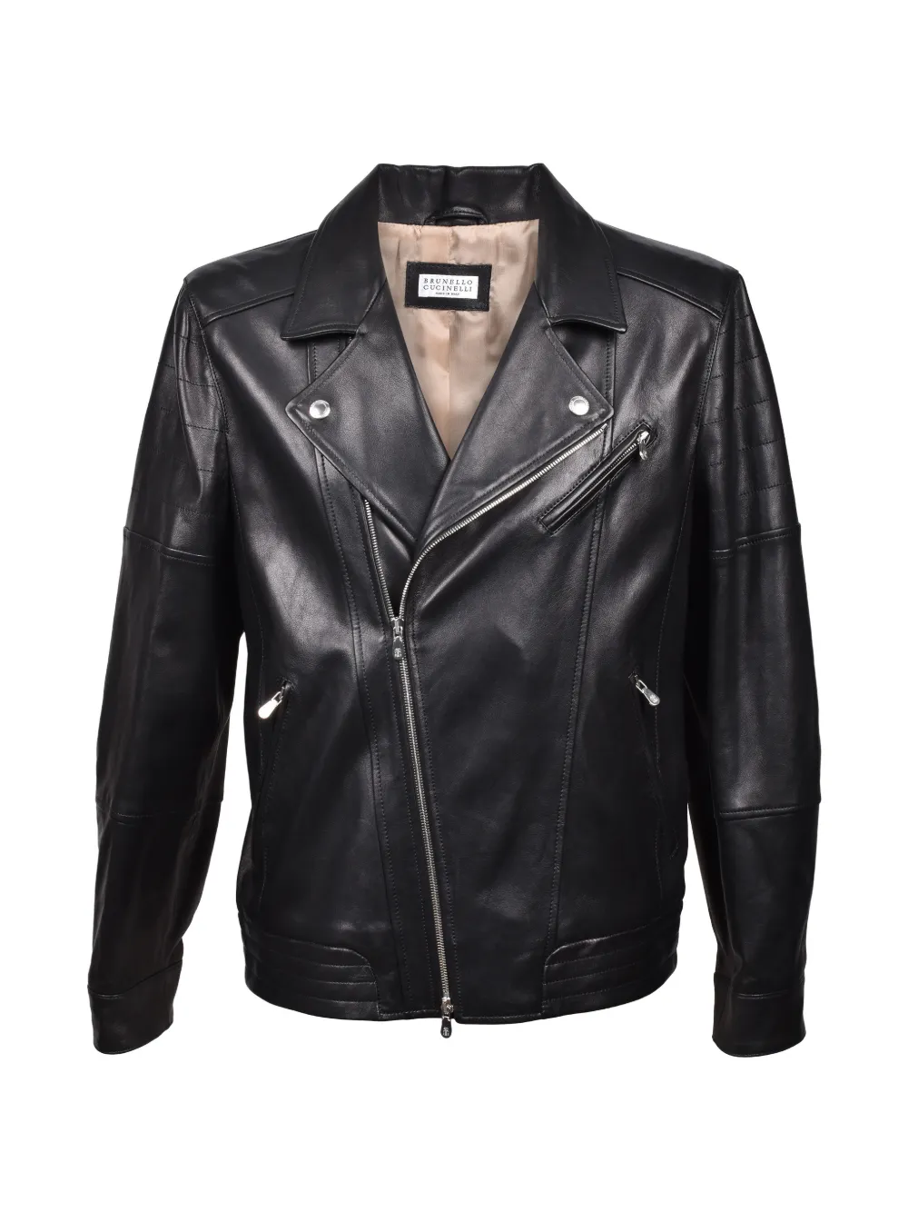 Brunello Cucinelli leather biker jacket - Nero