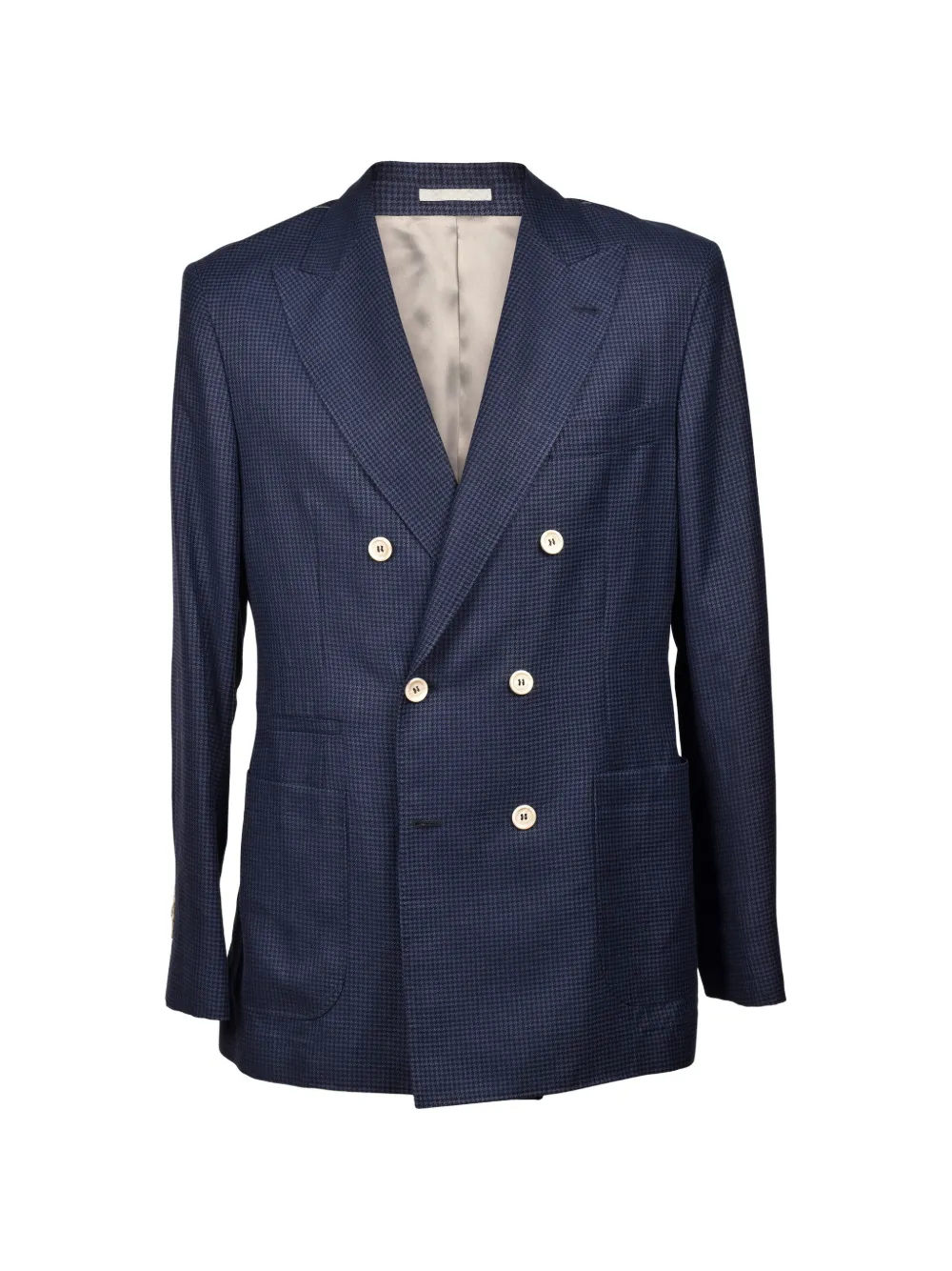 Brunello Cucinelli houndstooth double-breasted blazer - Blu