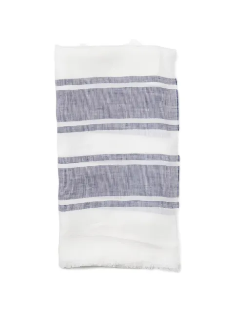Brunello Cucinelli striped frayed-edge linen scarf