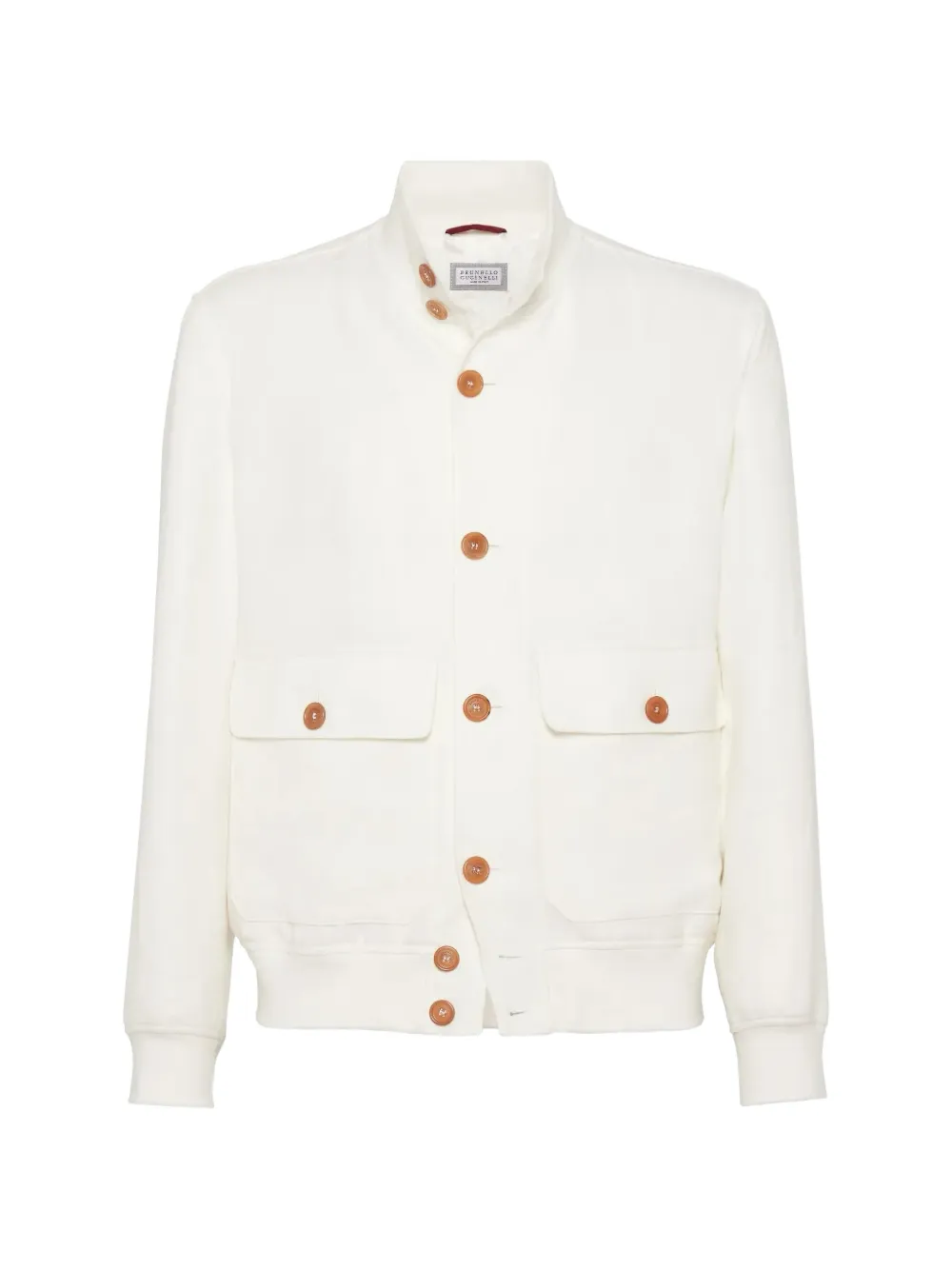 Brunello Cucinelli twill-weave button-up jacket - White