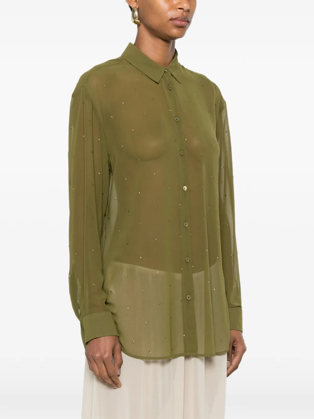 MC2 Saint Barth Brigitte blouse verfraaid met stras Groen