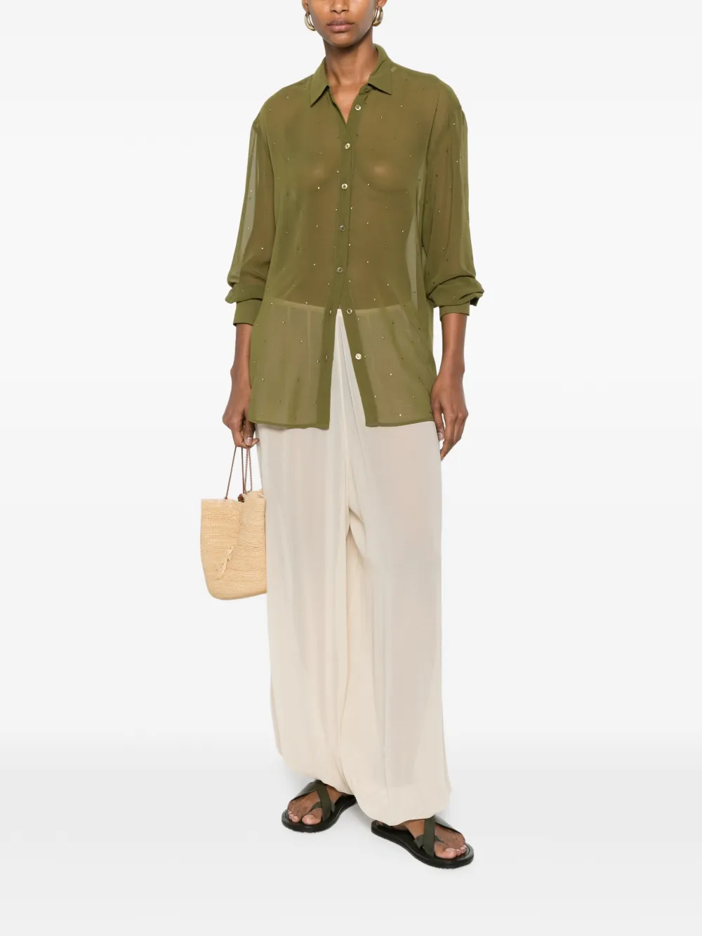 MC2 Saint Barth Brigitte blouse verfraaid met stras Groen