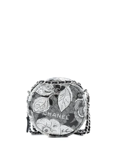CHANEL Pre-Owned 2018-2019 CC Calfskin Floral Round Clutch on Chain crossbody bag