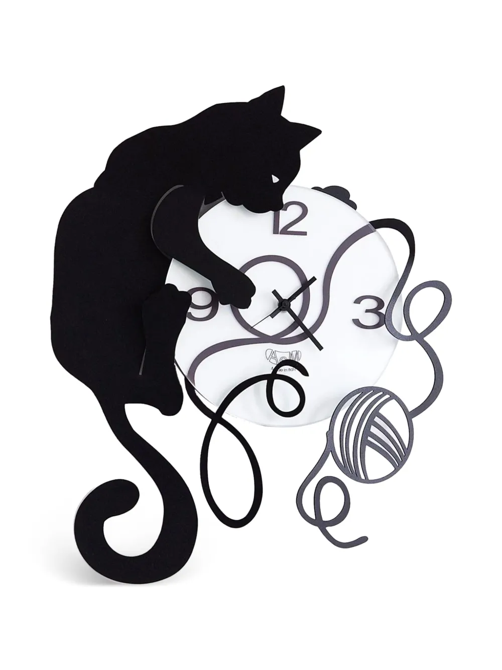 Arti & Mestieri cat-themed wall clock - Nero