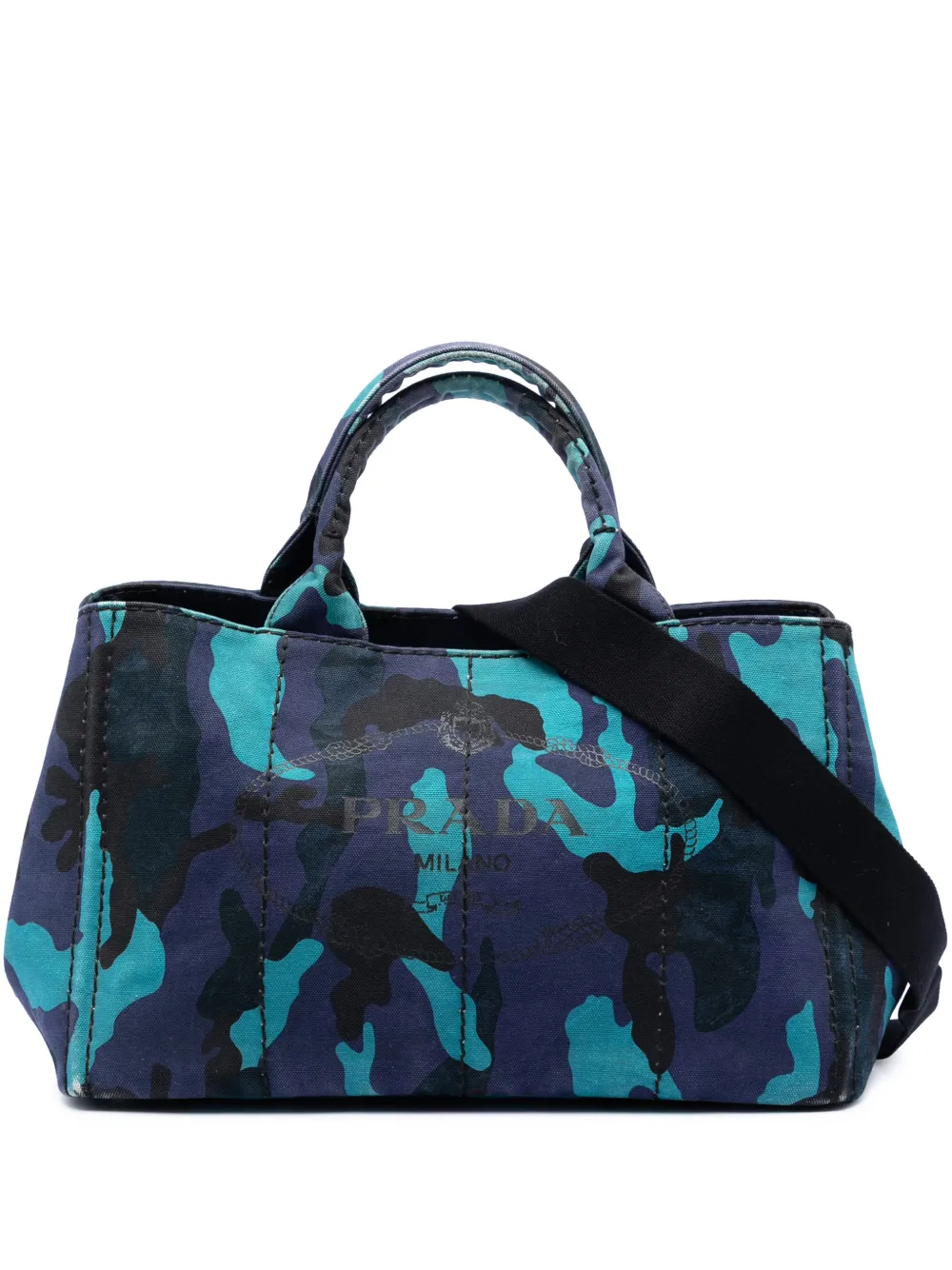 Prada Pre-Owned 2013-2026 Canvas Canapa Logo Camouflage satchel - Blue