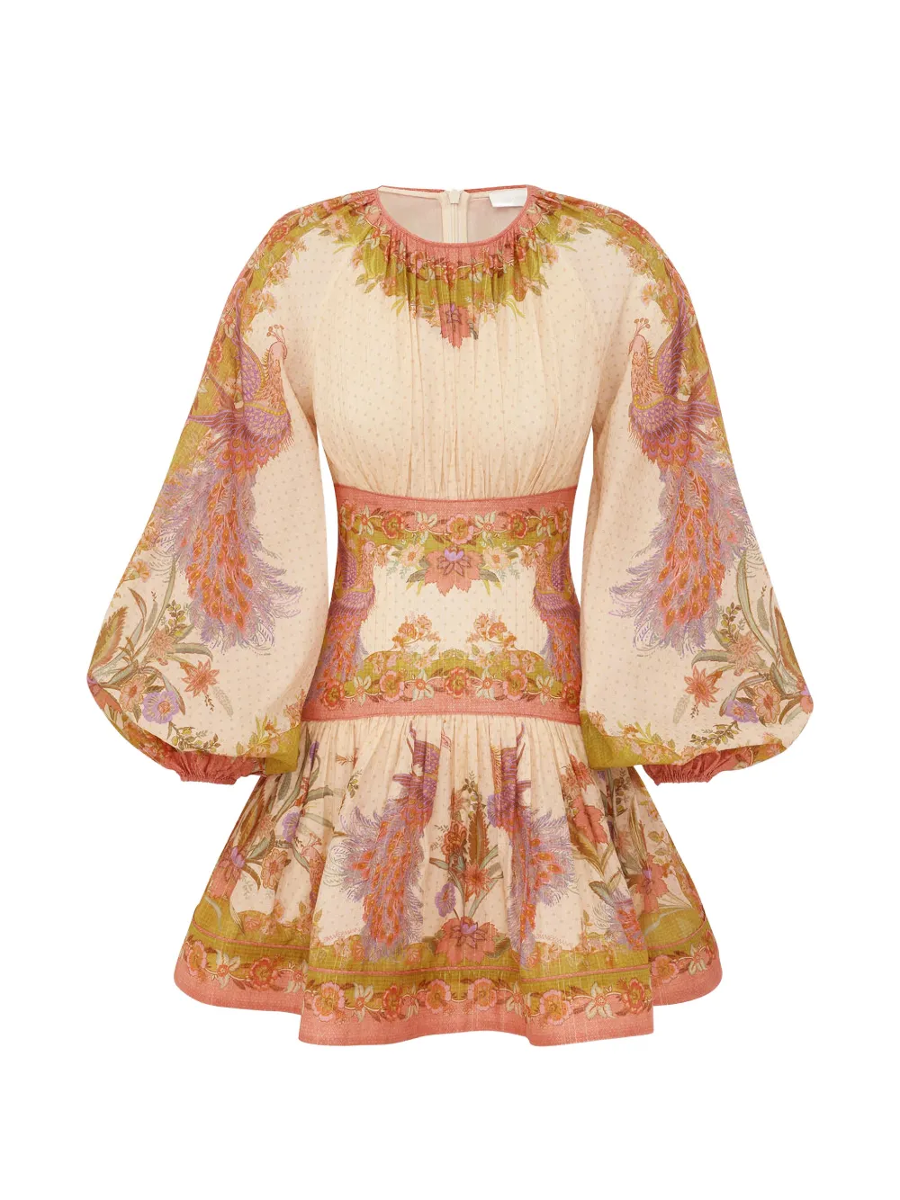 ZIMMERMANN Indra floral-print mini dress - Toni neutri