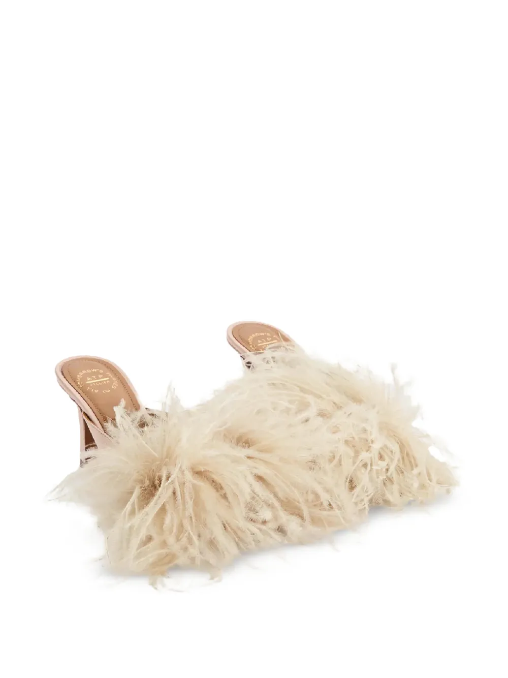ATP Atelier Ziano ostrich-feather slides Beige