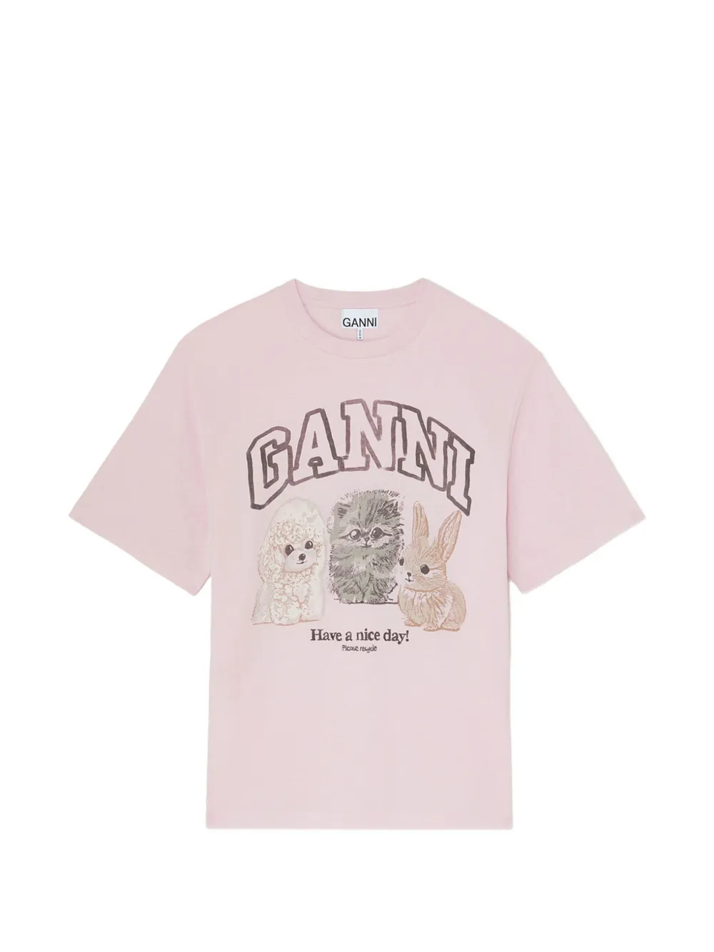 GANNI animal-print T-shirt - Rosa