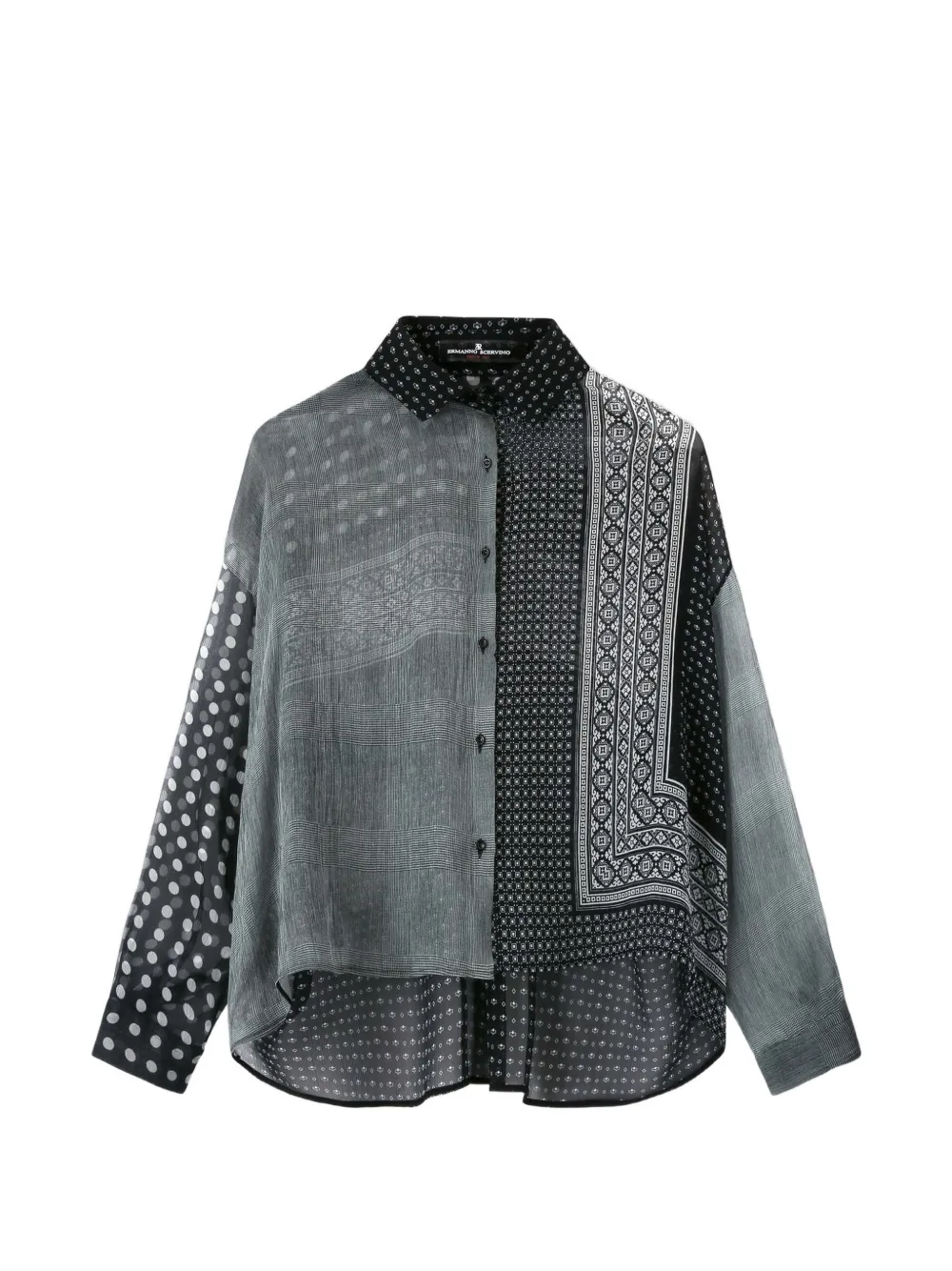 Ermanno Scervino patchwork-print silk shirt - Nero