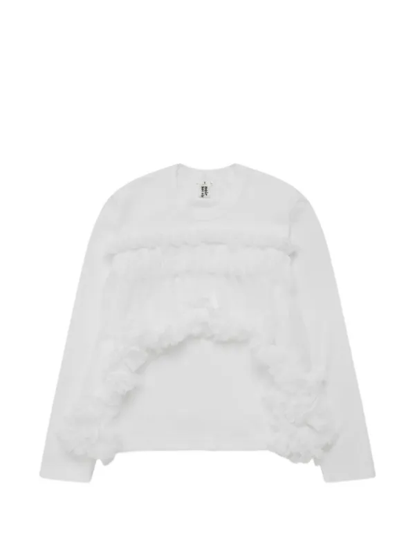 Noir Kei Ninomiya チュールレイヤーラッフル Tシャツ | ホワイト
