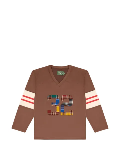 Denim Tears plaid-patchwork long-sleeves T-shirt