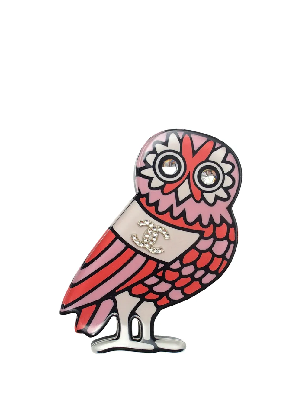CHANEL Pre-Owned 2018 CC Resin Strass Owl Pin Brooch costume brooch - Rosa
