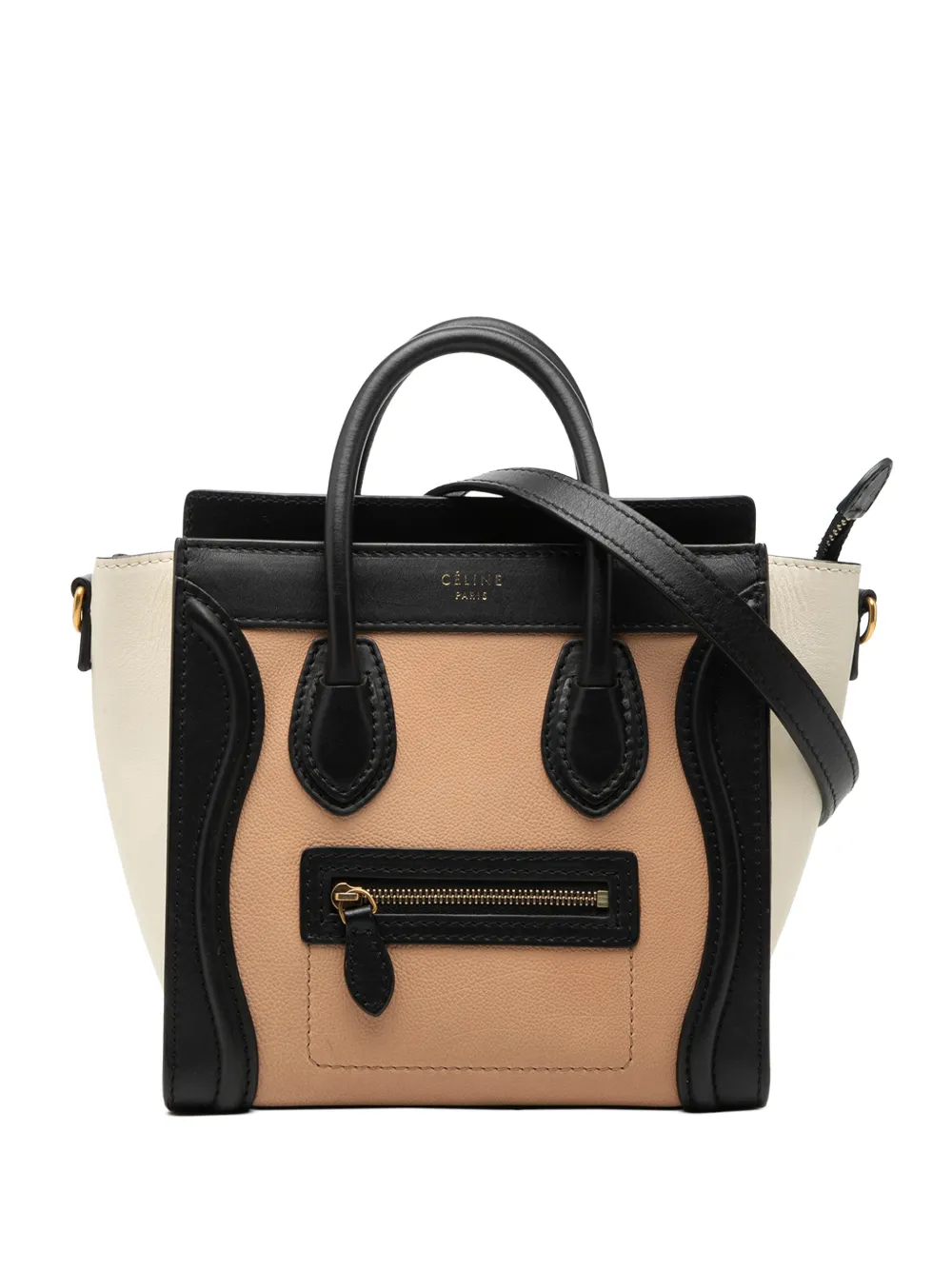 Celine Pre-Owned 2013 Nano Tricolor Leather Luggage Tote satchel - Marrone