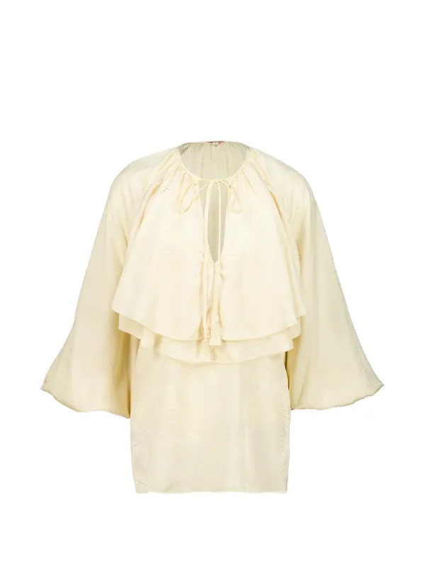 Johanna Ortiz Brisa Colectiva Jacquard Blouse in White