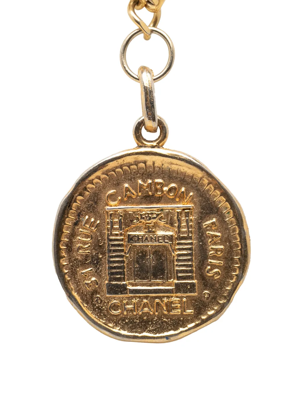 CHANEL Pre-Owned 1970-1980 Gold Plated 31 Rue Cambon Medallion Pendant Necklace costume necklace - Oro