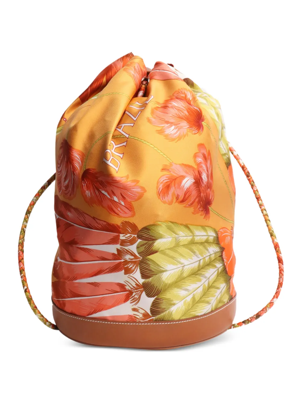 Hermès Pre-Owned Brazil feather-print backpack - Orange