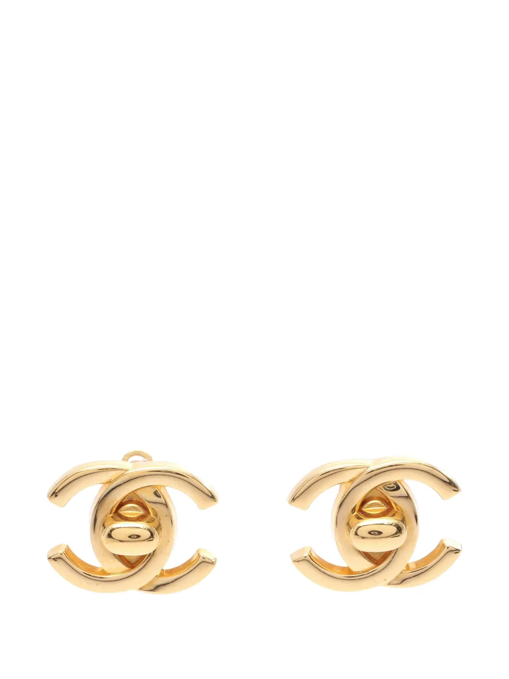 CHANEL Pre-Owned 1996 CC Gold Plated Turn Lock Clip on Earrings costume earrings - Oro