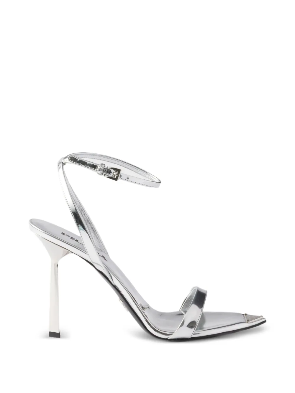 Prada Metallic leren sandalen Zilver