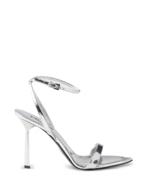 Prada アンクルストラップ レザーサンダル | シルバートーン | FARFETCH JP