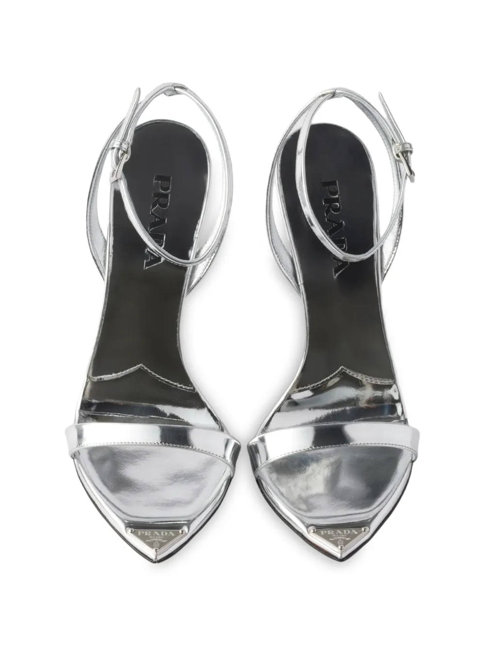 Prada Metallic leren sandalen Zilver